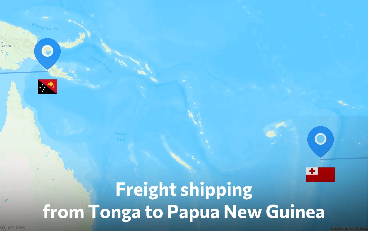 Shipping route from Tonga to Papua New Guinea