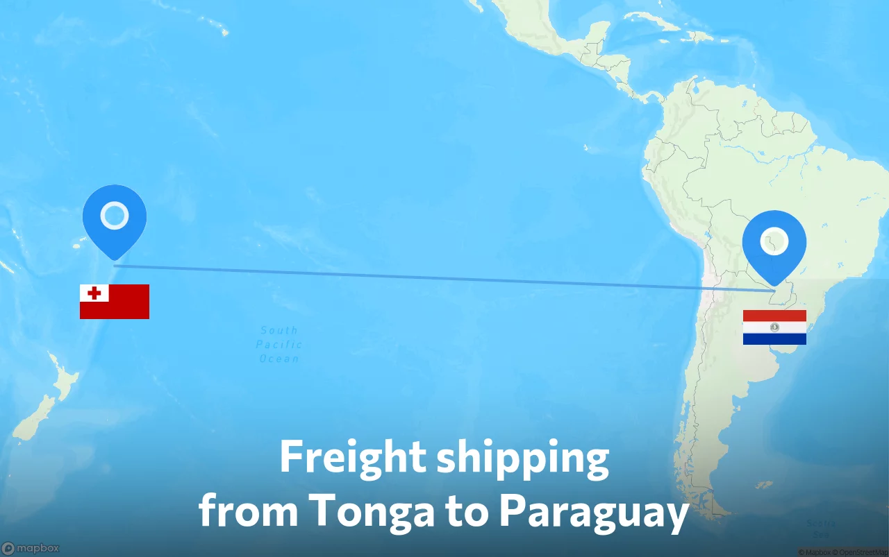 Shipping route from Tonga to Paraguay