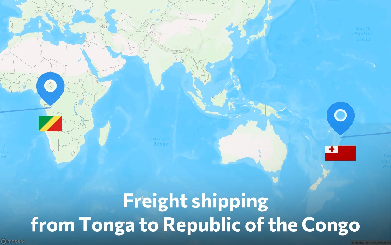 Shipping route from Tonga to Republic of the Congo