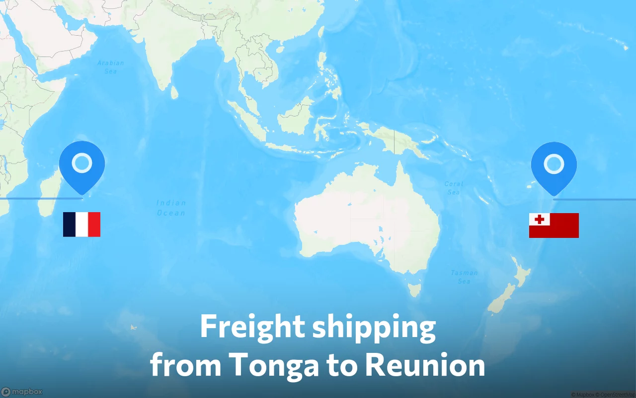 Shipping route from Tonga to Reunion