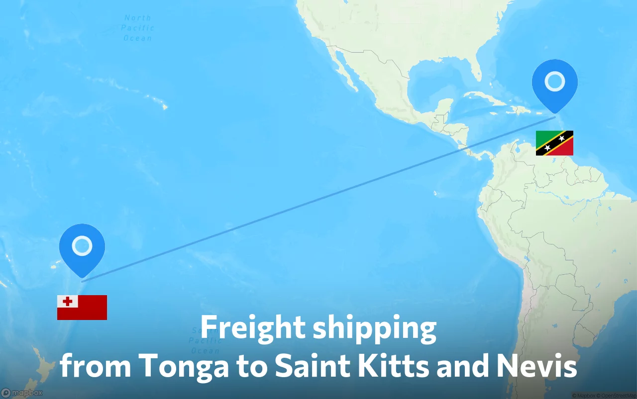 Shipping route from Tonga to Saint Kitts and Nevis