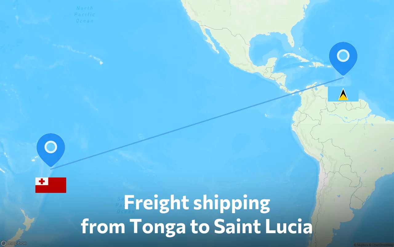 Shipping route from Tonga to Saint Lucia