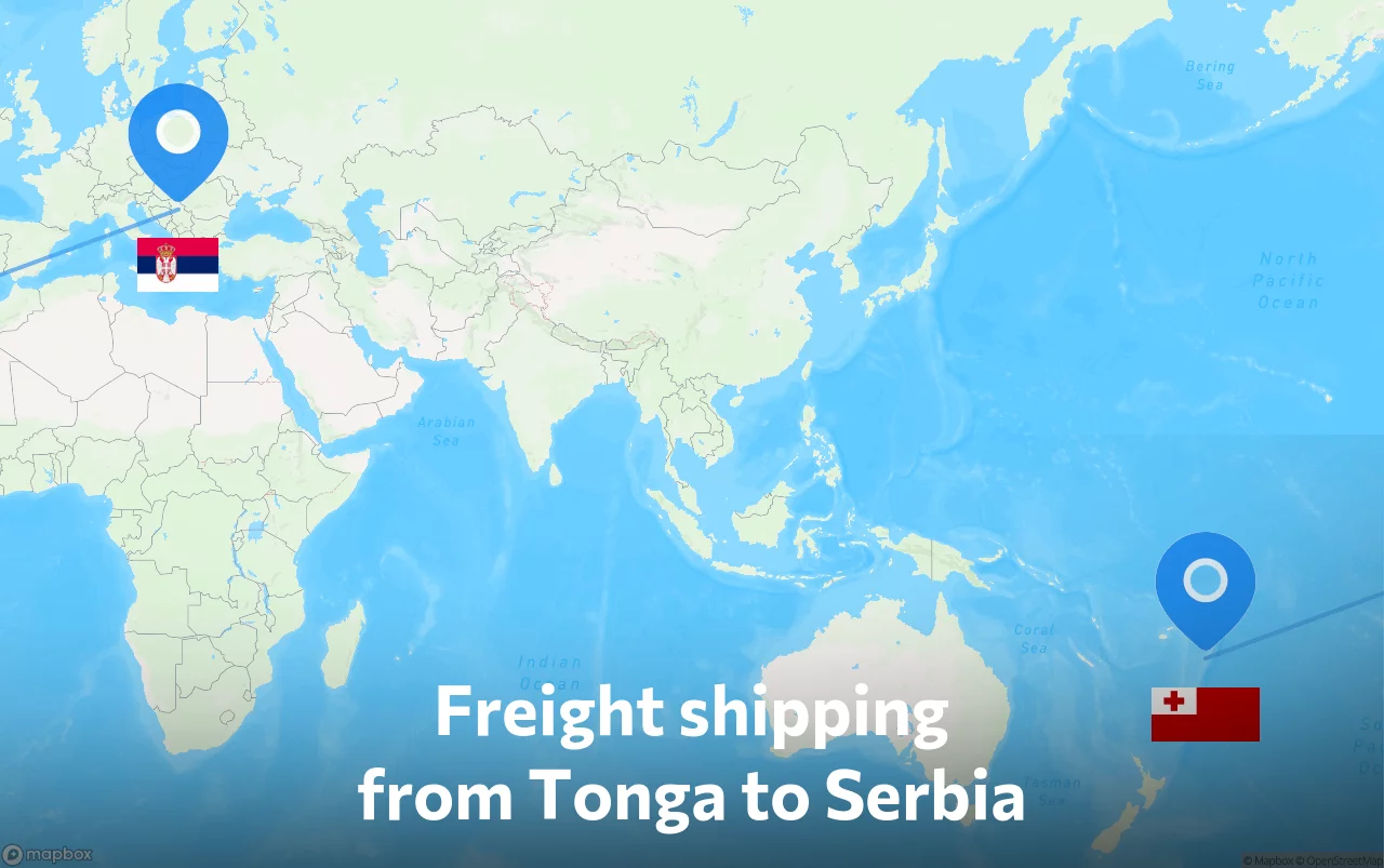 Shipping route from Tonga to Serbia