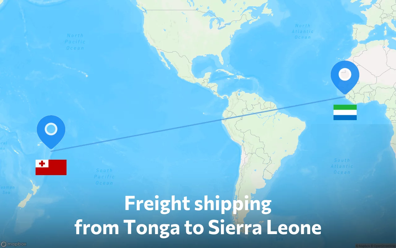 Shipping route from Tonga to Sierra Leone
