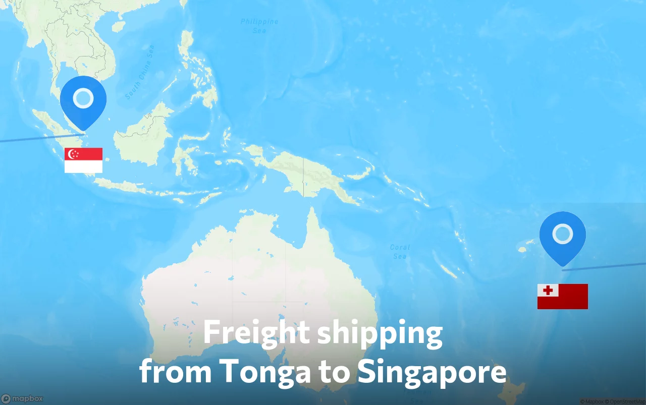Shipping route from Tonga to Singapore