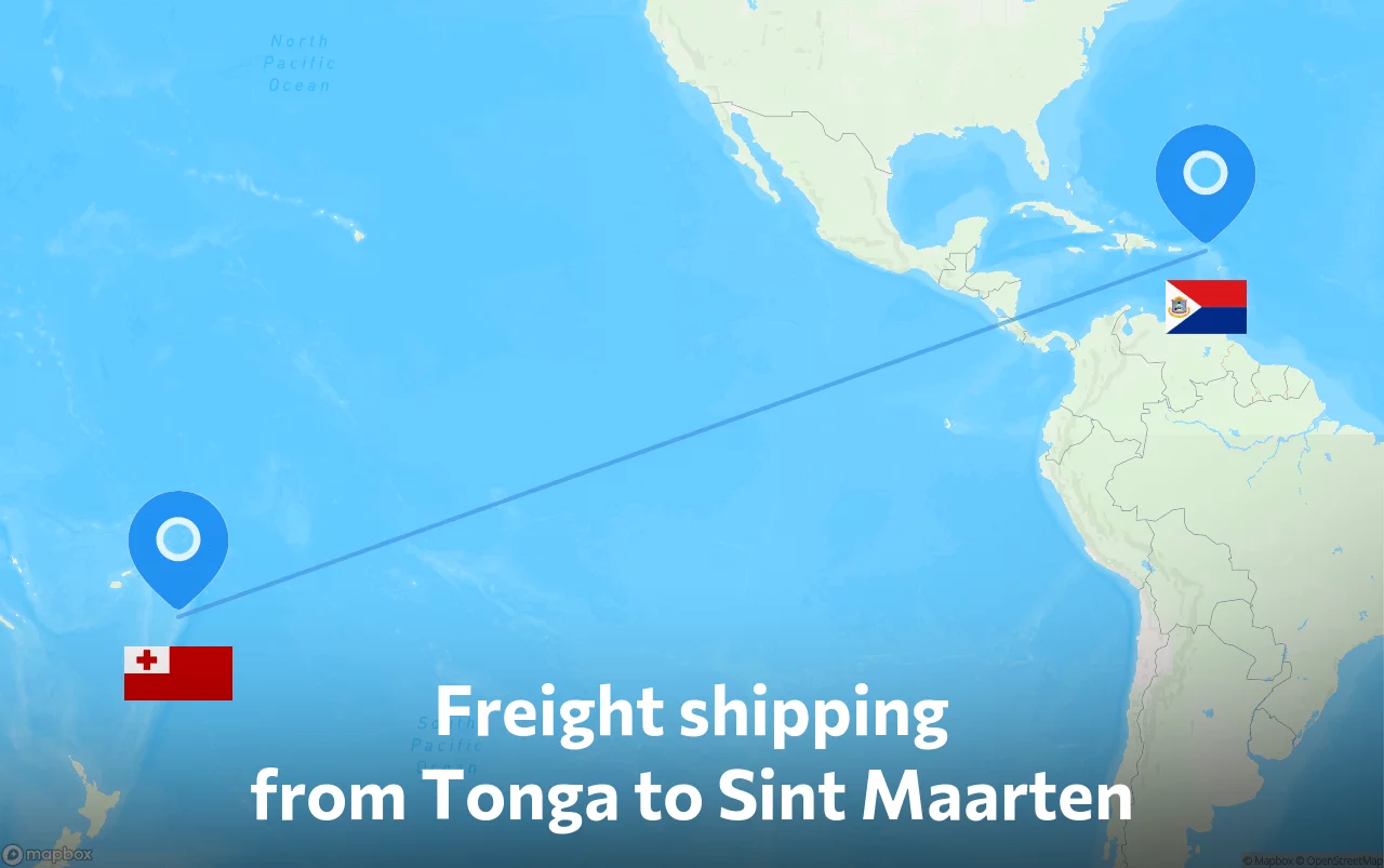 Shipping route from Tonga to Sint Maarten