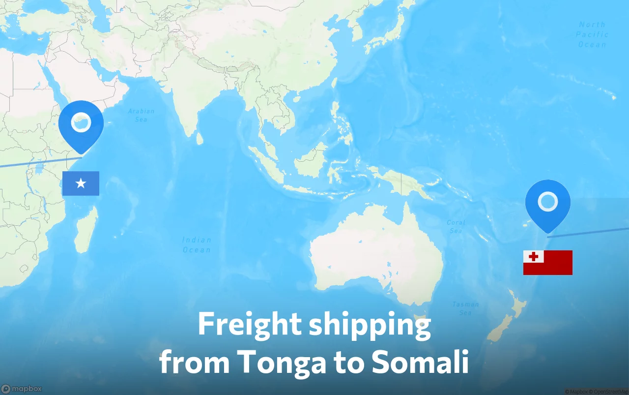 Shipping route from Tonga to Somali