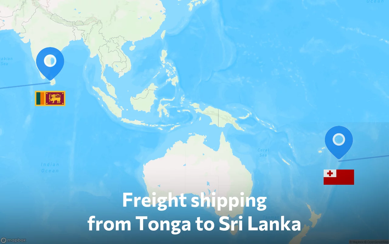 Shipping route from Tonga to Sri Lanka