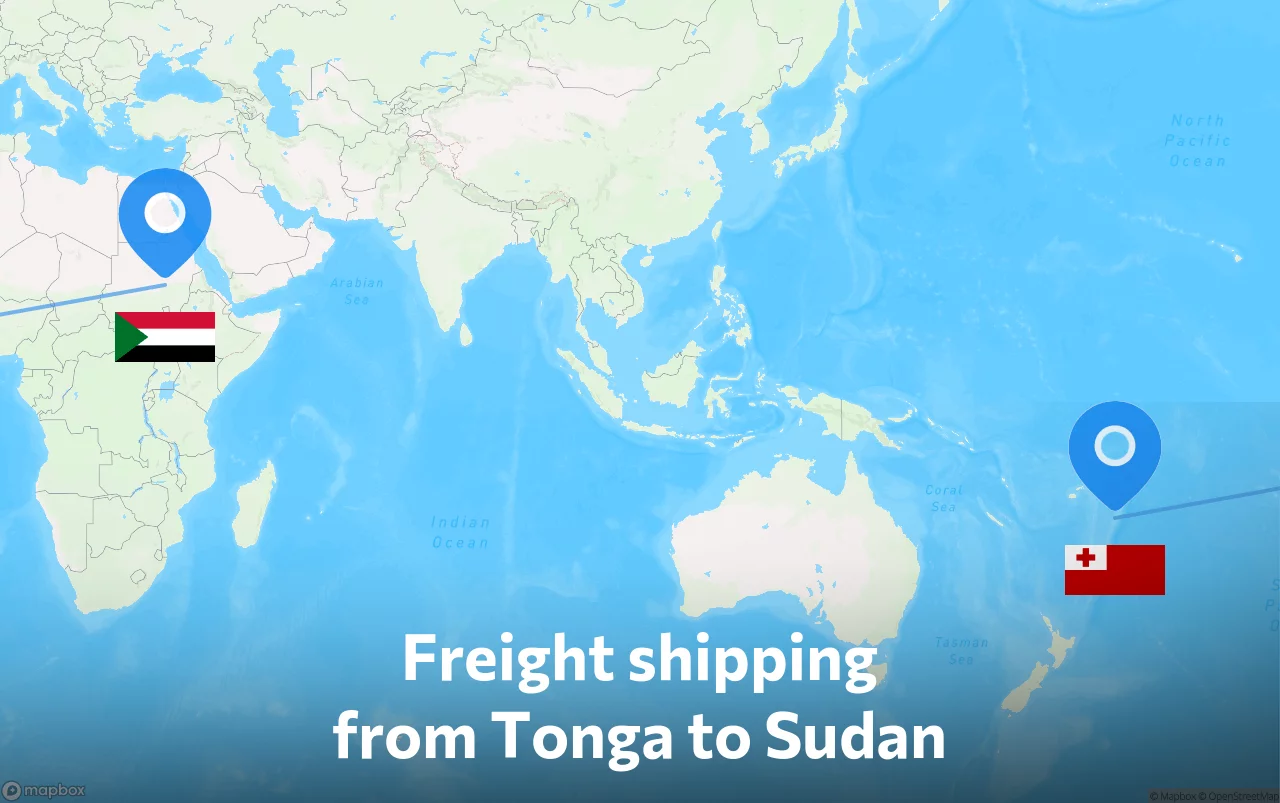 Shipping route from Tonga to Sudan