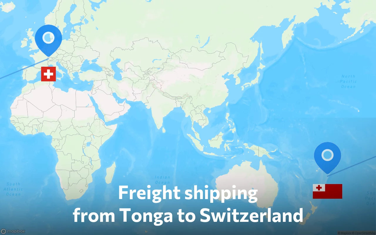 Shipping route from Tonga to Switzerland