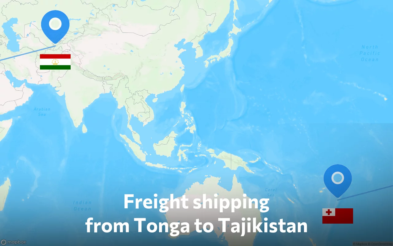Shipping route from Tonga to Tajikistan