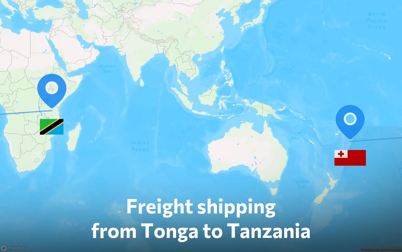 Shipping route from Tonga to Tanzania