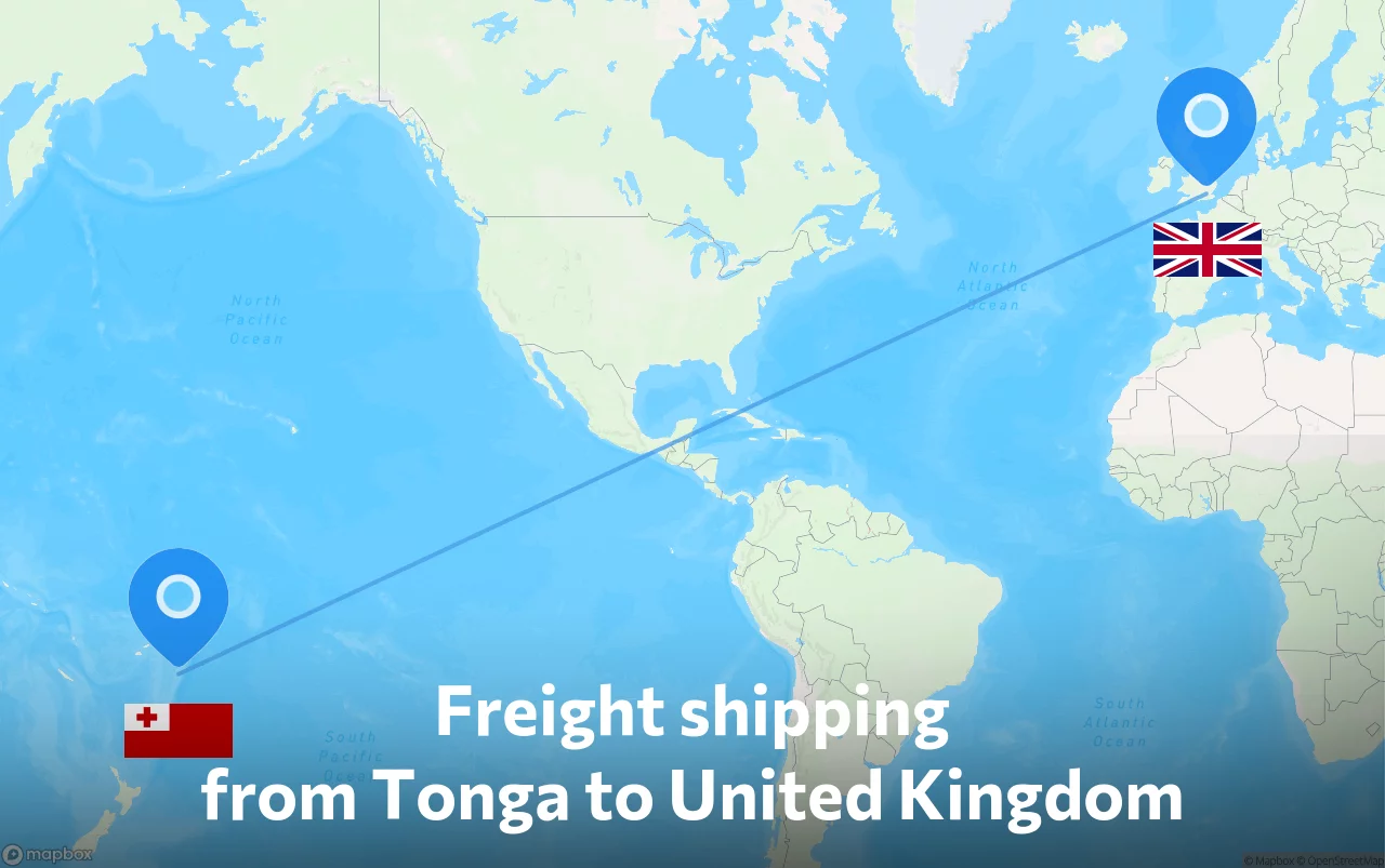 Shipping route from Tonga to United Kingdom
