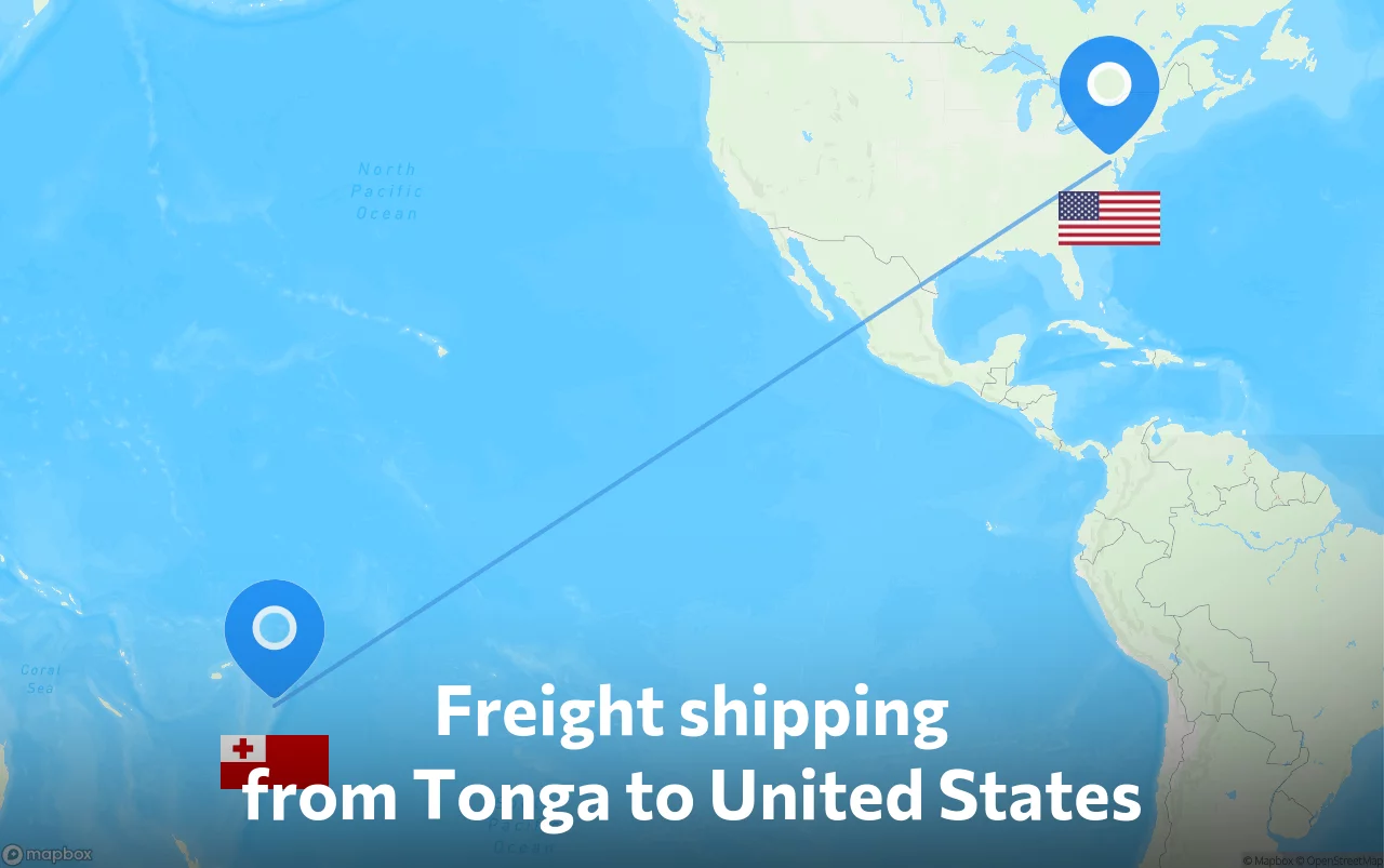 Shipping route from Tonga to United States