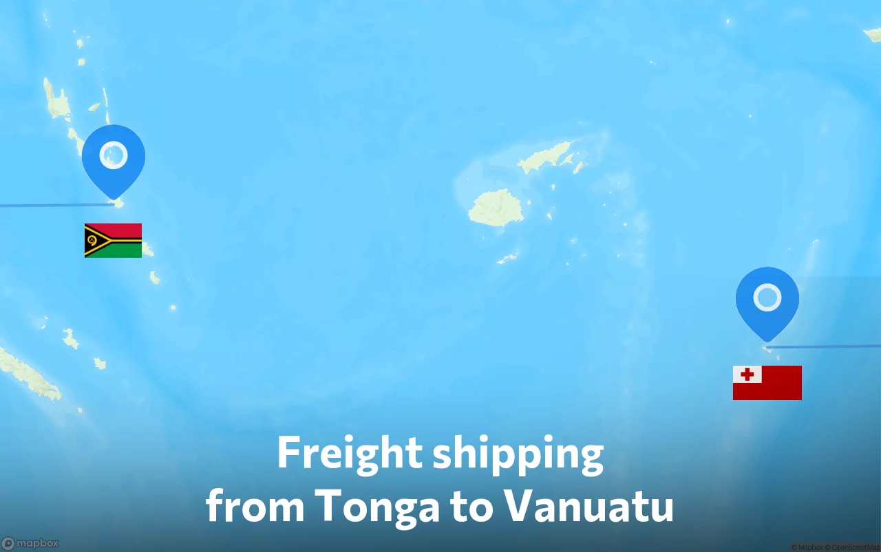 Shipping route from Tonga to Vanuatu