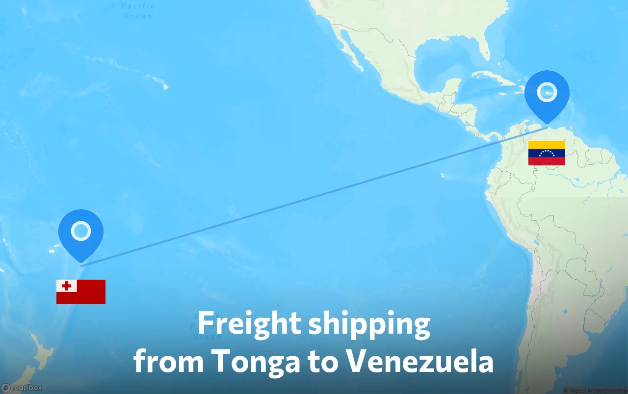 Shipping route from Tonga to Venezuela