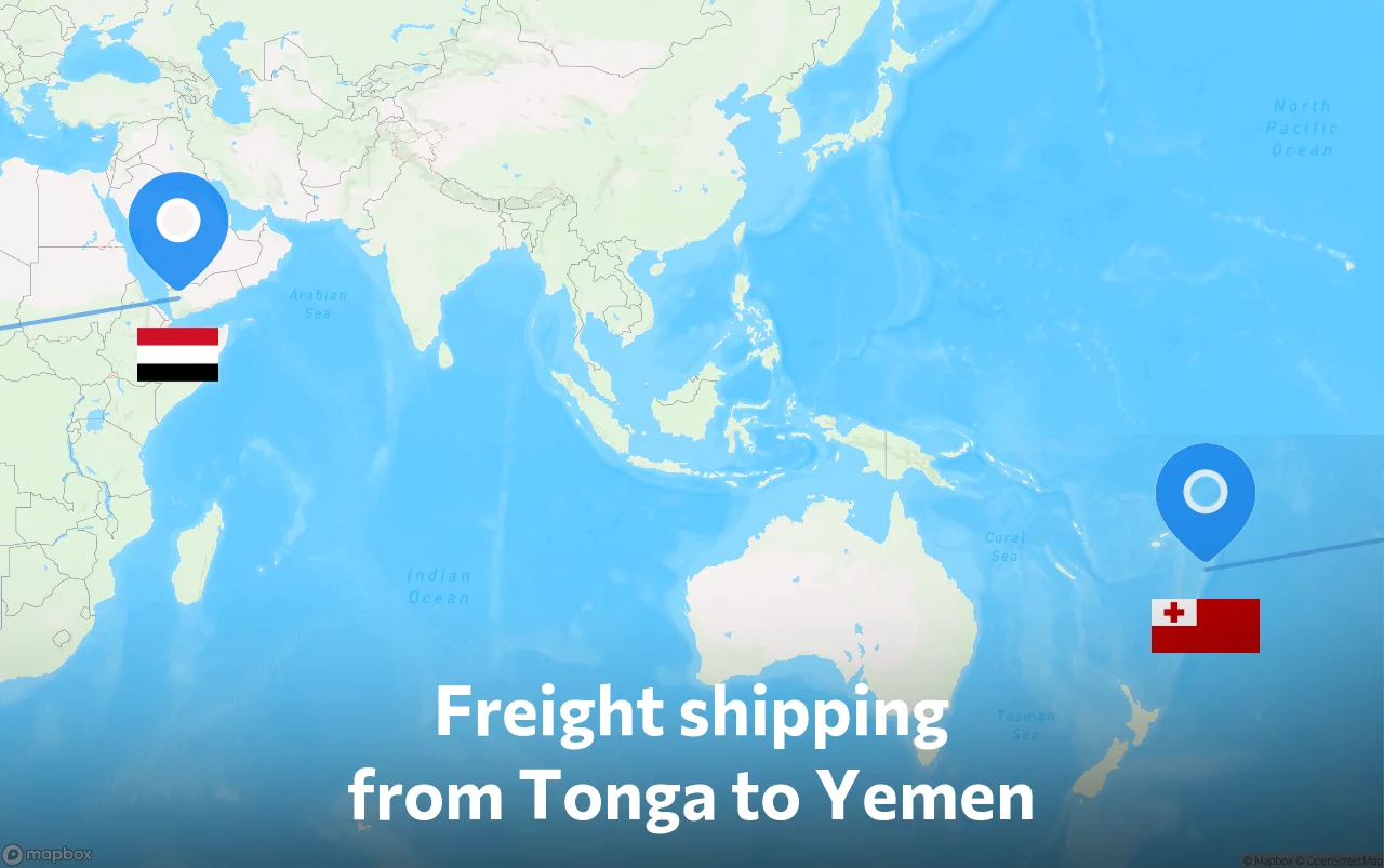 Shipping route from Tonga to Yemen