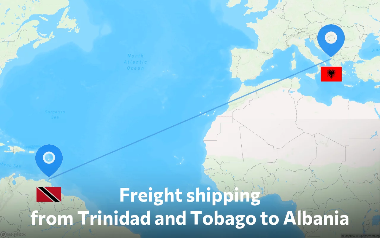 Shipping route from Trinidad and Tobago to Albania