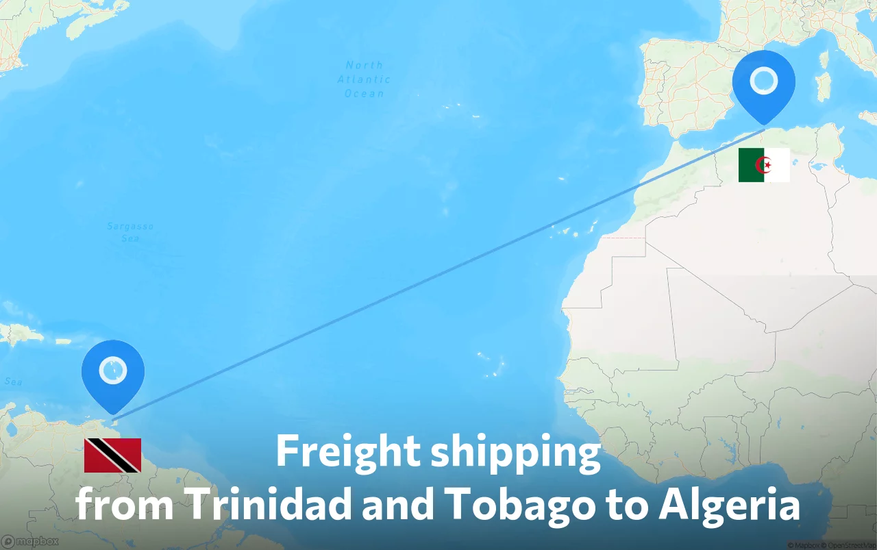 Shipping route from Trinidad and Tobago to Algeria