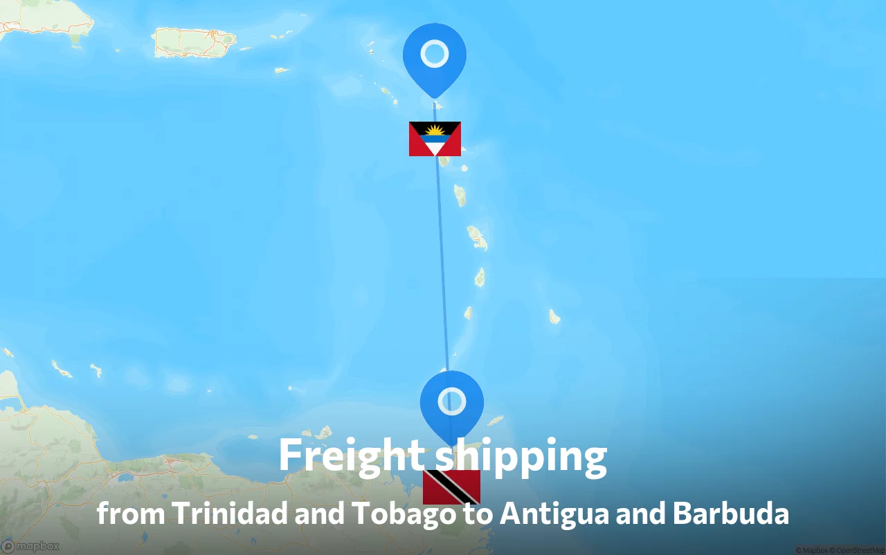 Shipping route from Trinidad and Tobago to Antigua and Barbuda