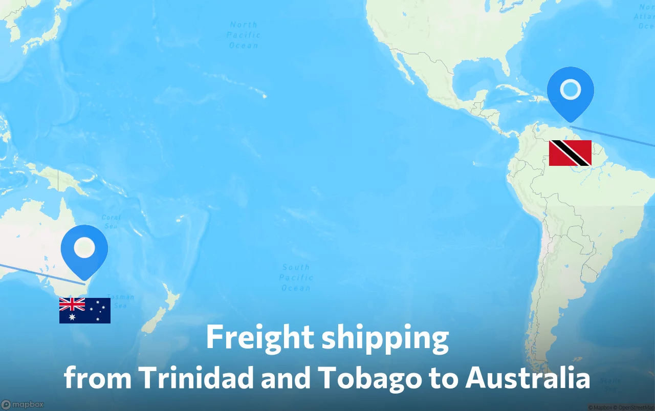 Shipping route from Trinidad and Tobago to Australia