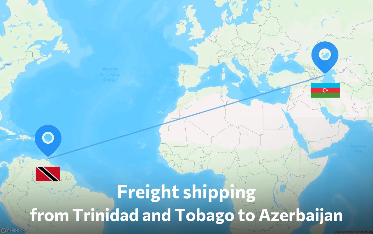 Shipping route from Trinidad and Tobago to Azerbaijan