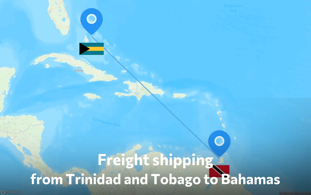 Shipping route from Trinidad and Tobago to Bahamas