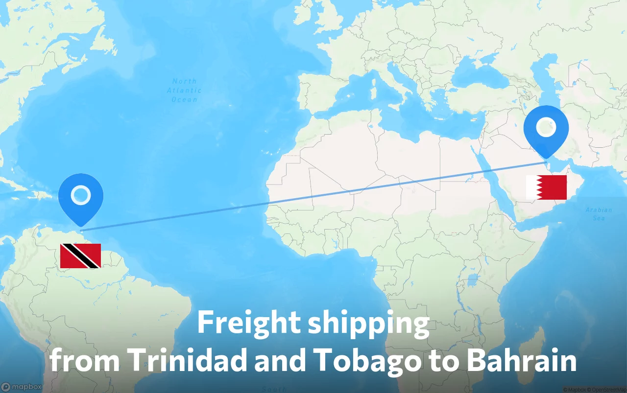 Shipping route from Trinidad and Tobago to Bahrain
