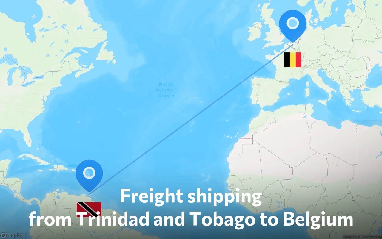 Shipping route from Trinidad and Tobago to Belgium