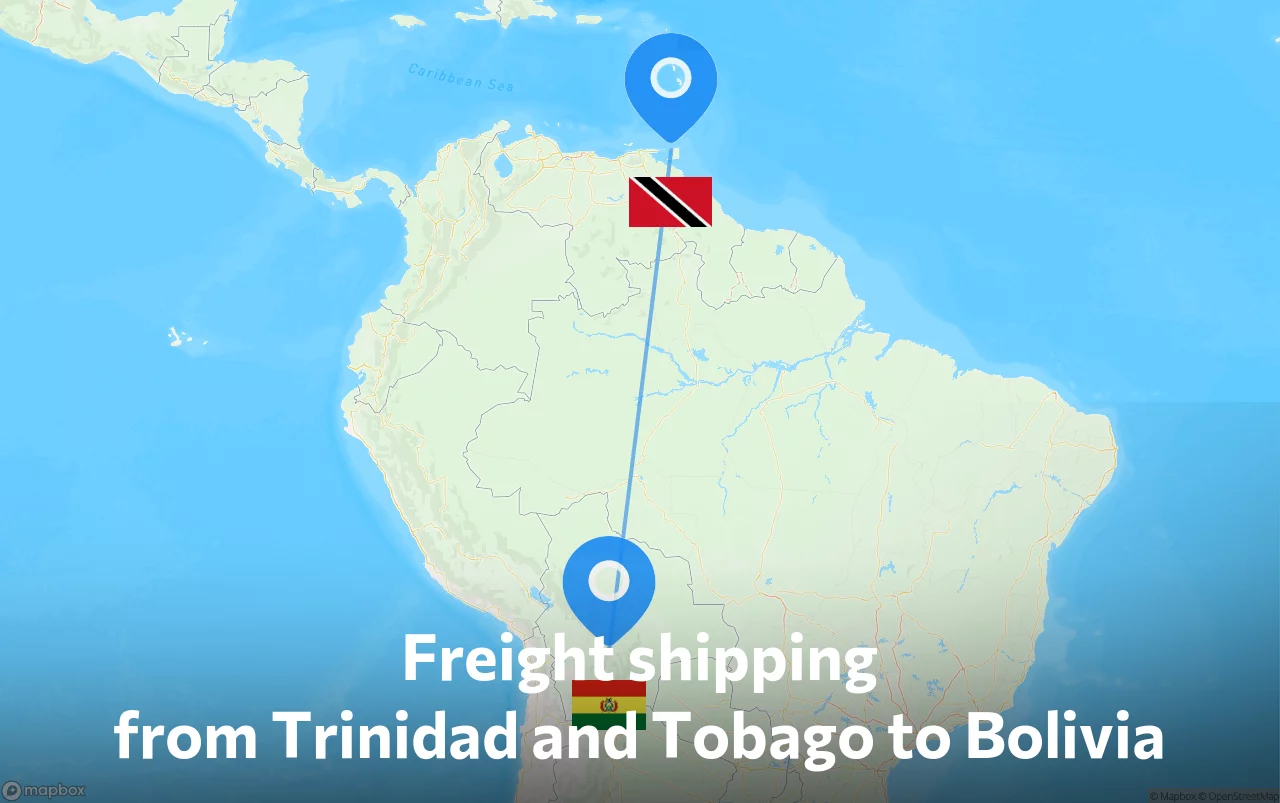 Shipping route from Trinidad and Tobago to Bolivia