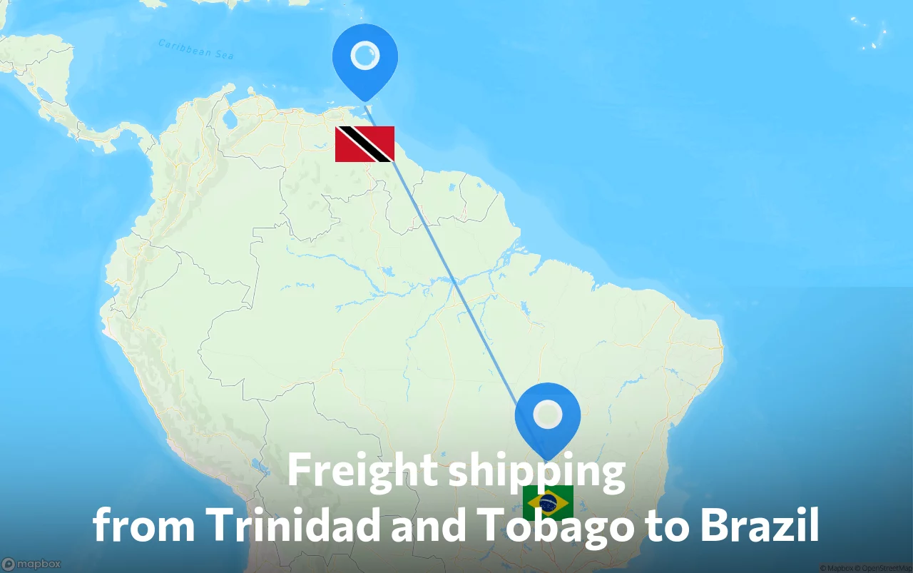 Shipping route from Trinidad and Tobago to Brazil