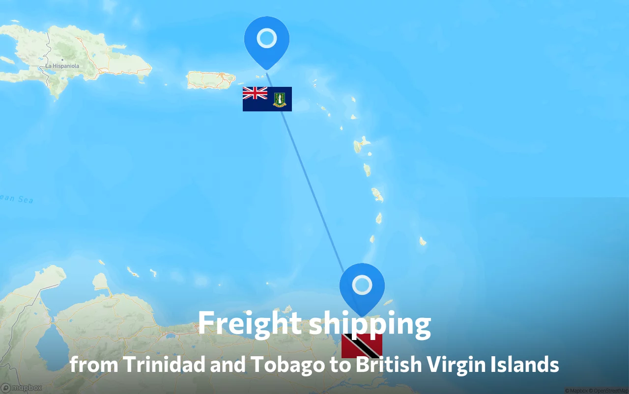 Shipping route from Trinidad and Tobago to British Virgin Islands