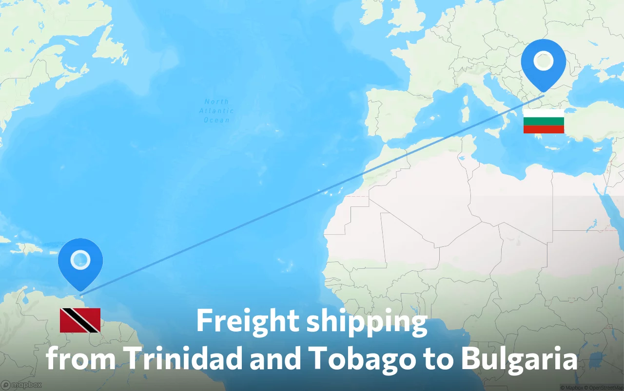 Shipping route from Trinidad and Tobago to Bulgaria