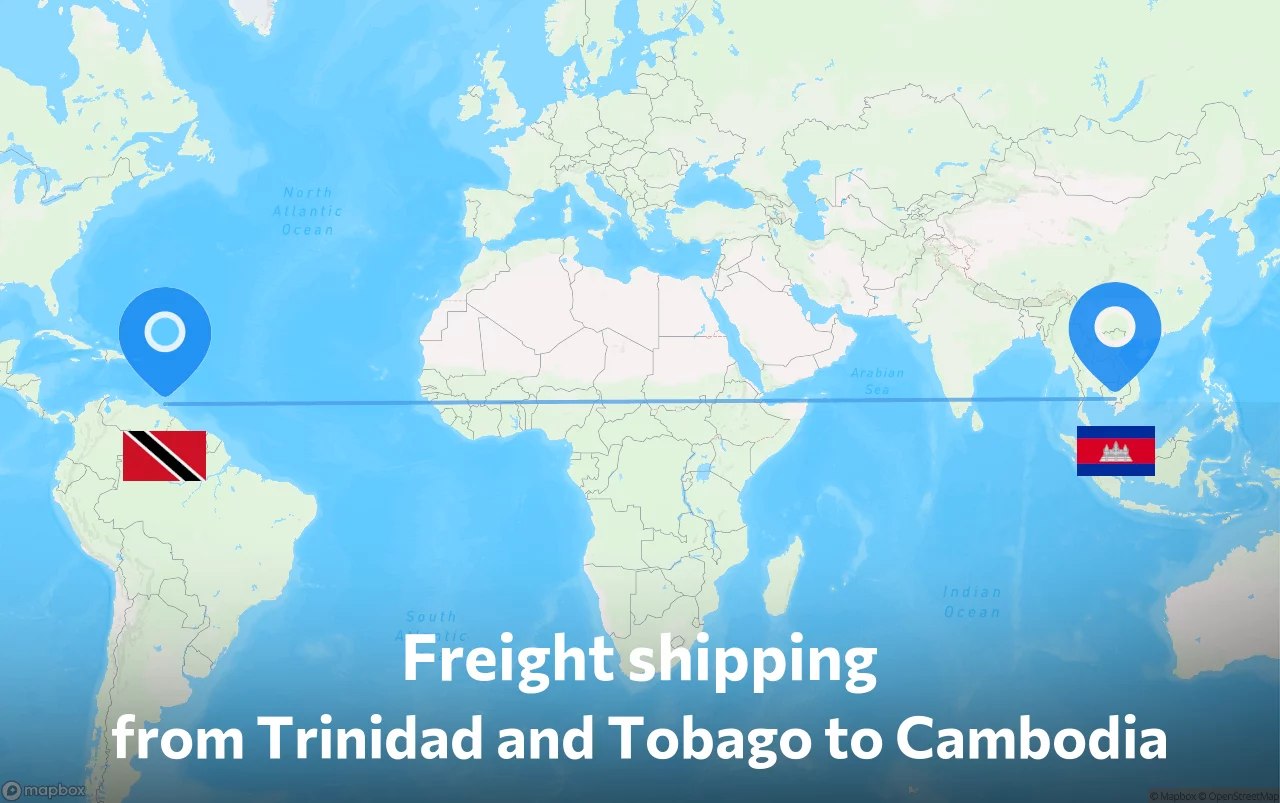 Shipping route from Trinidad and Tobago to Cambodia
