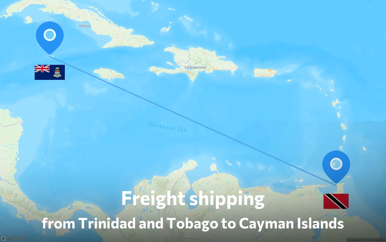 Shipping route from Trinidad and Tobago to Cayman Islands