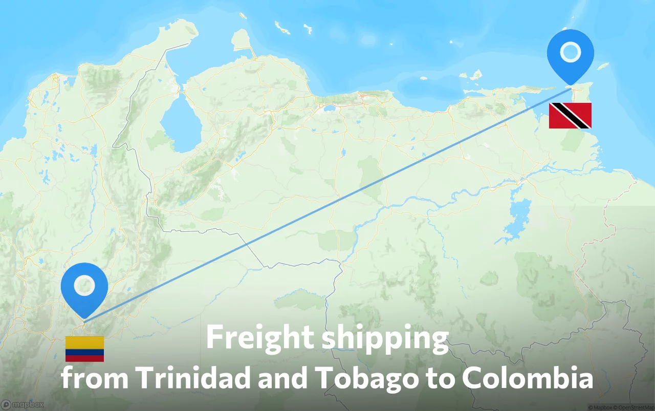 Shipping route from Trinidad and Tobago to Colombia