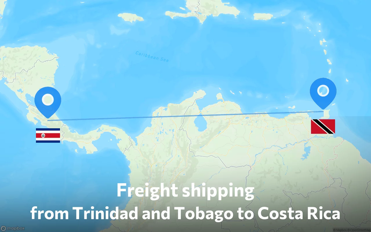 Shipping route from Trinidad and Tobago to Costa Rica