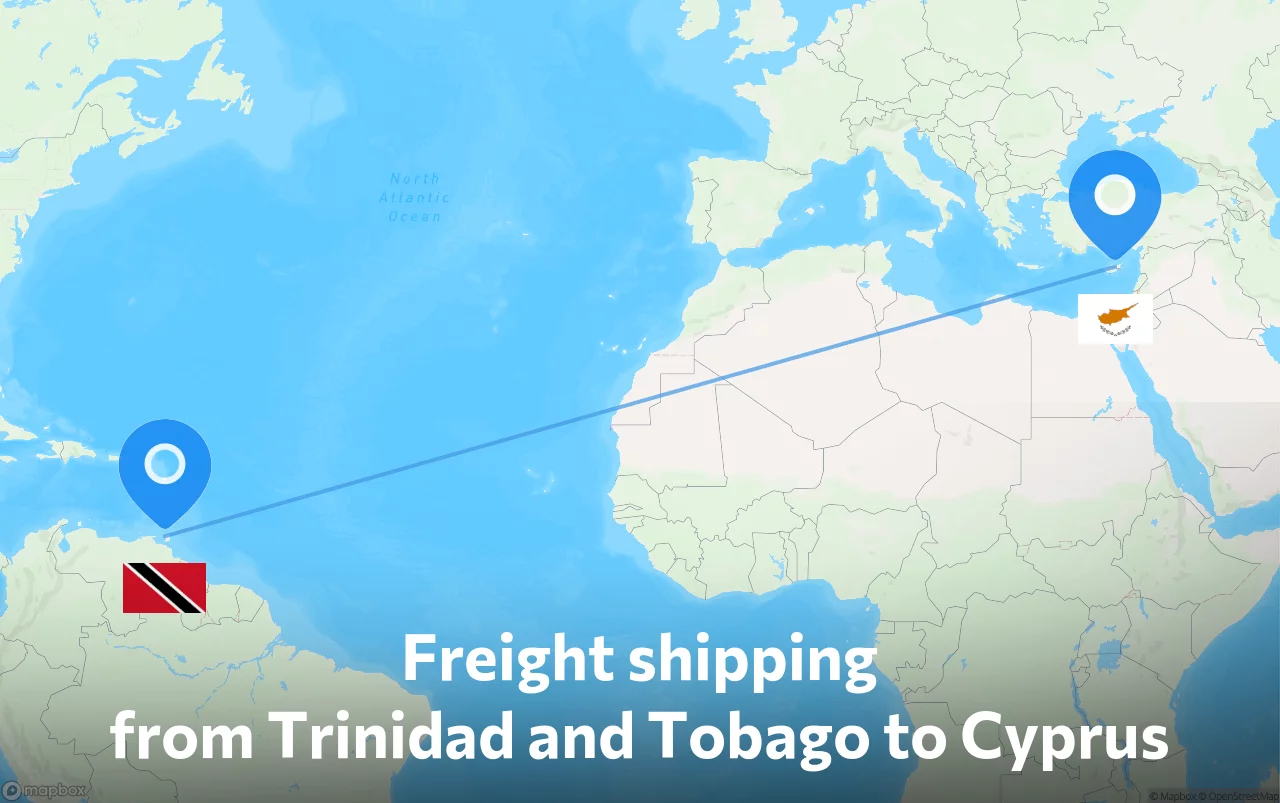 Shipping route from Trinidad and Tobago to Cyprus
