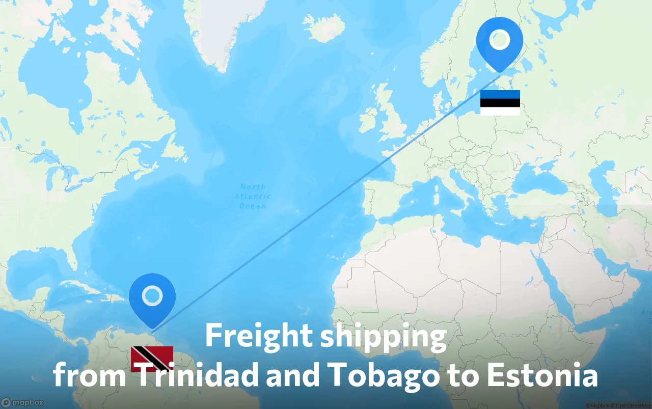 Shipping route from Trinidad and Tobago to Estonia
