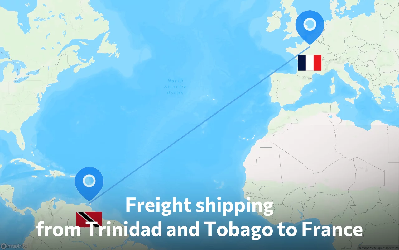 Shipping route from Trinidad and Tobago to France