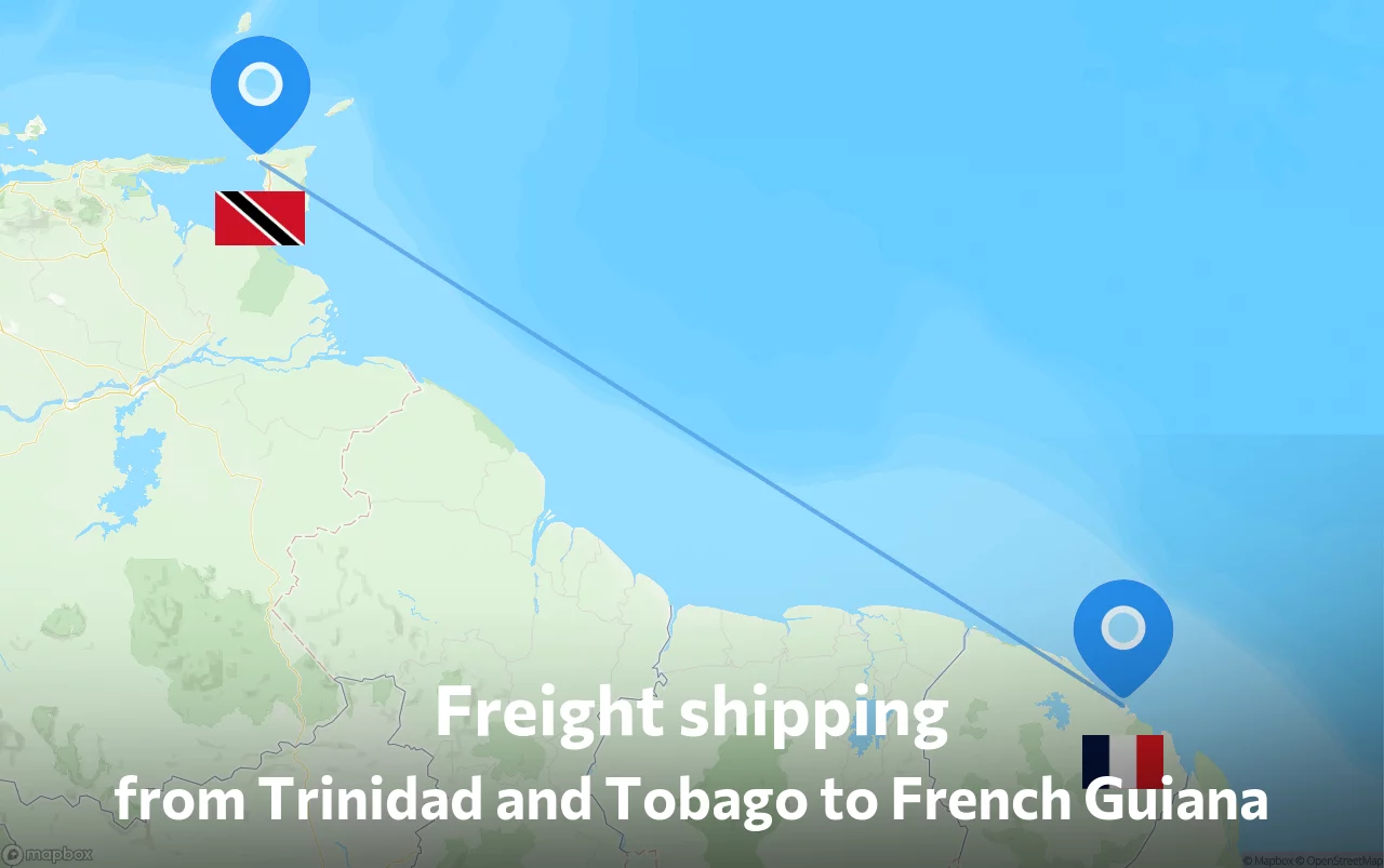 Shipping route from Trinidad and Tobago to French Guiana