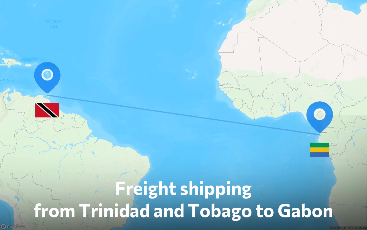 Shipping route from Trinidad and Tobago to Gabon