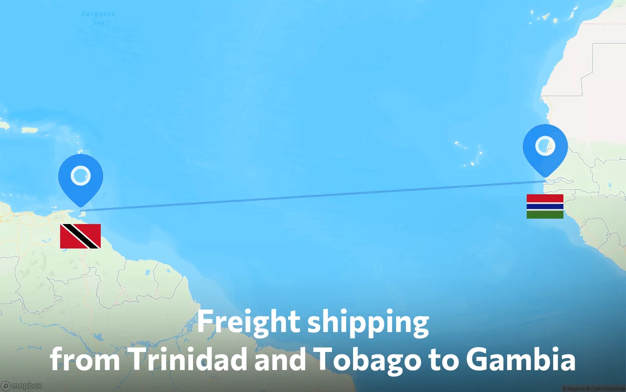 Shipping route from Trinidad and Tobago to Gambia