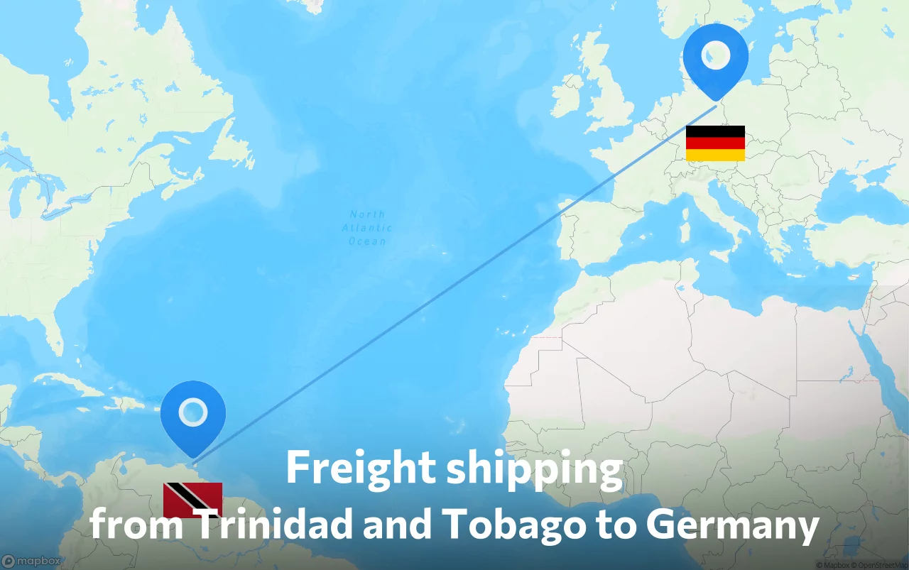 Shipping route from Trinidad and Tobago to Germany