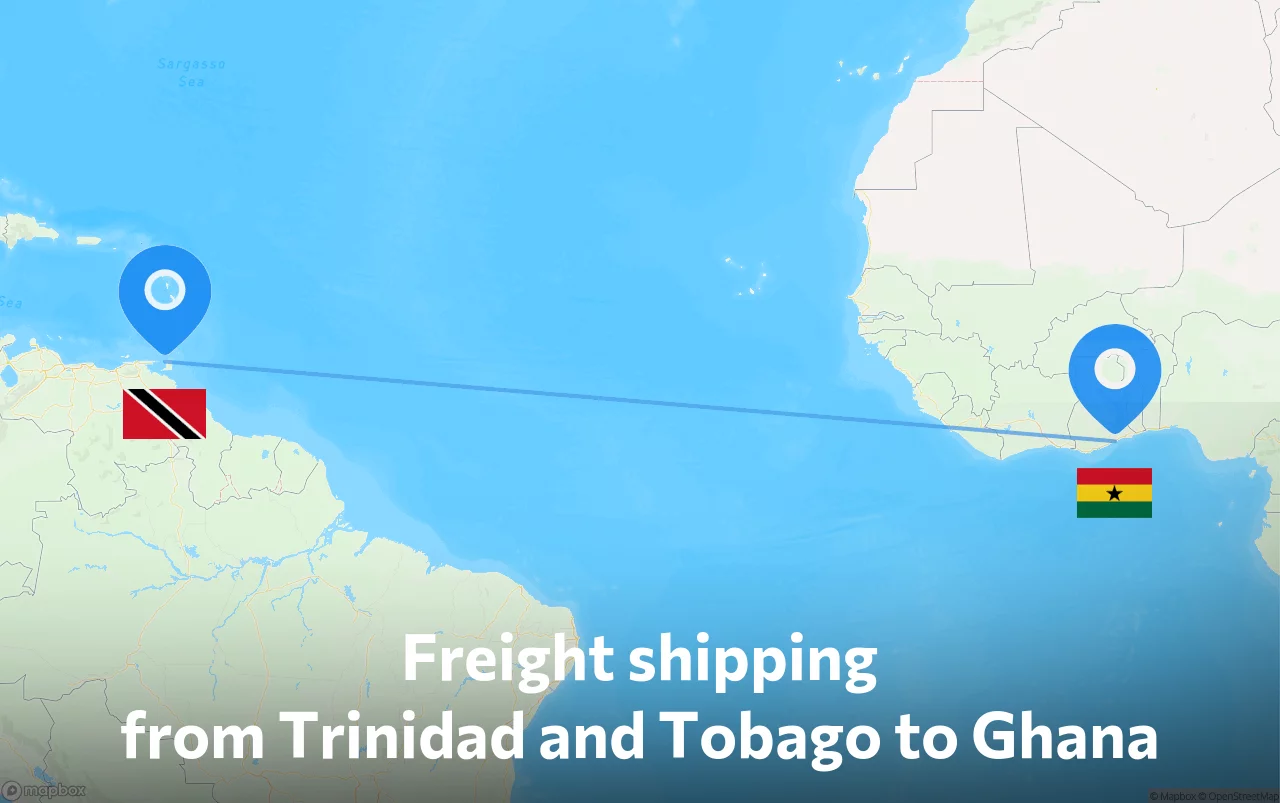 Shipping route from Trinidad and Tobago to Ghana