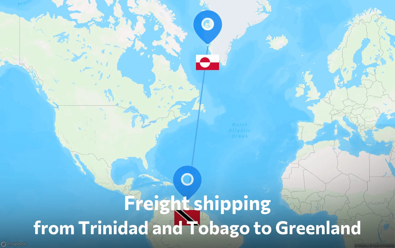 Shipping route from Trinidad and Tobago to Greenland