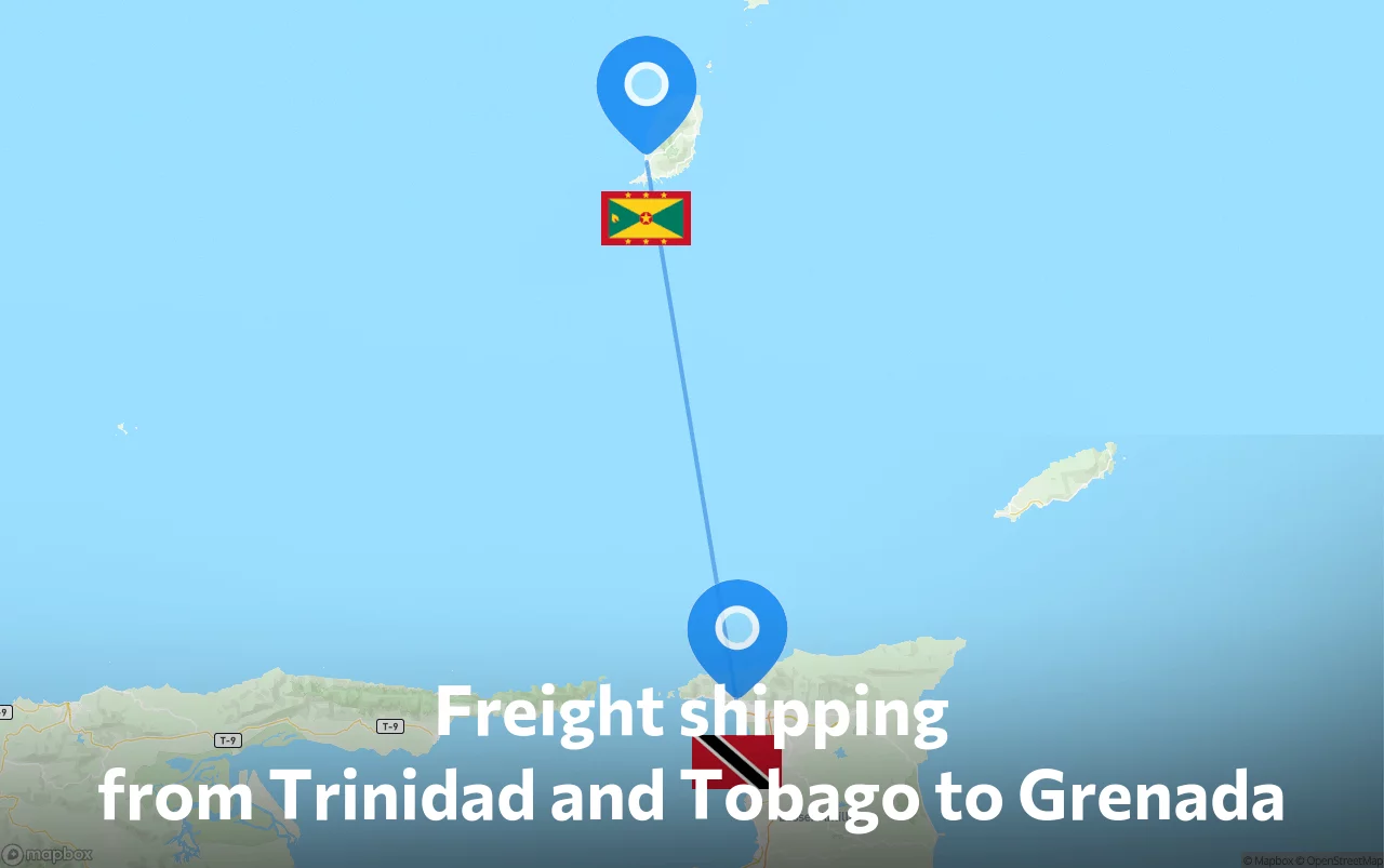 Shipping route from Trinidad and Tobago to Grenada