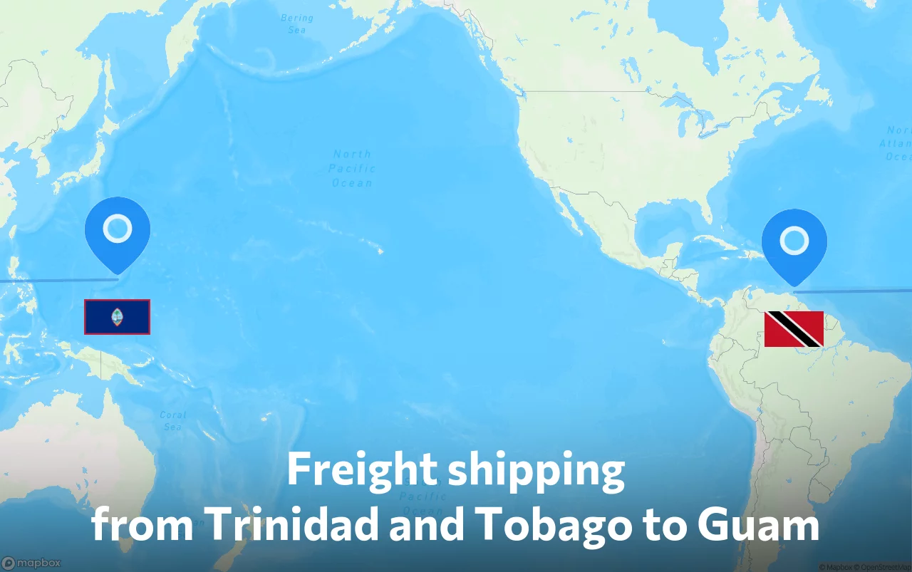 Shipping route from Trinidad and Tobago to Guam