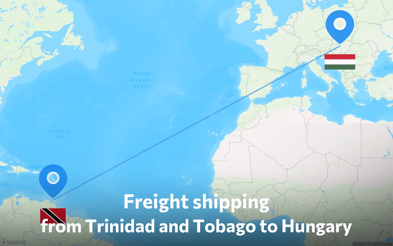Shipping route from Trinidad and Tobago to Hungary