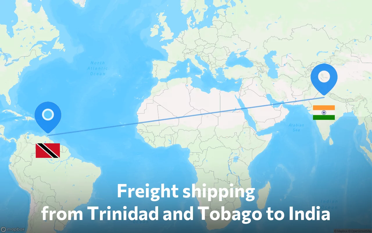 Shipping route from Trinidad and Tobago to India